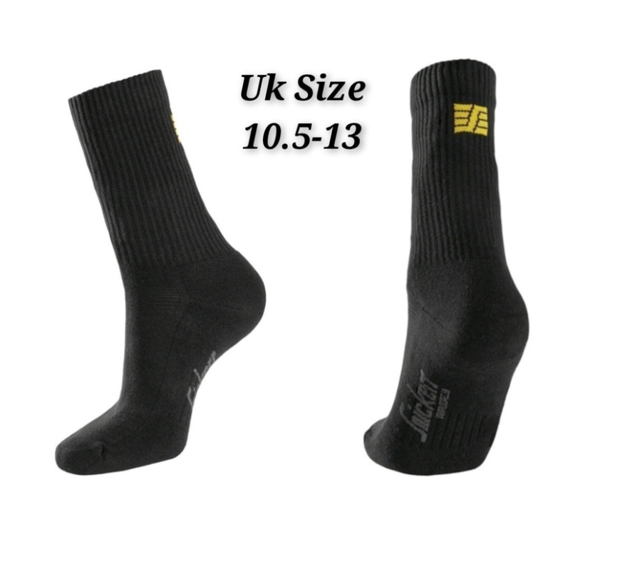 Snickers Cotton Logo Work Socks Black - All Sizes Available Uk 4 - 13 - 3 Pack