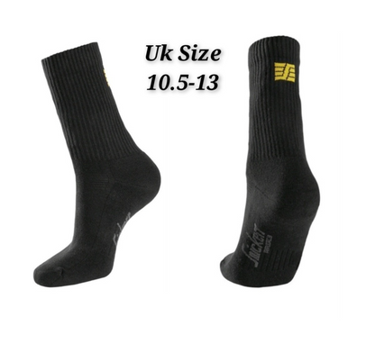 Snickers Cotton Logo Work Socks Black - All Sizes Available Uk 4 - 13 - 3 Pack