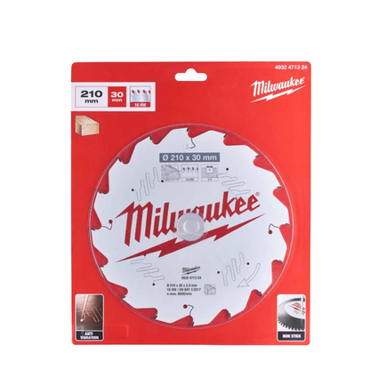 Milwaukee 210mm x 30mm x 16T Circular Saw Blade with Anti-Friction Coating
