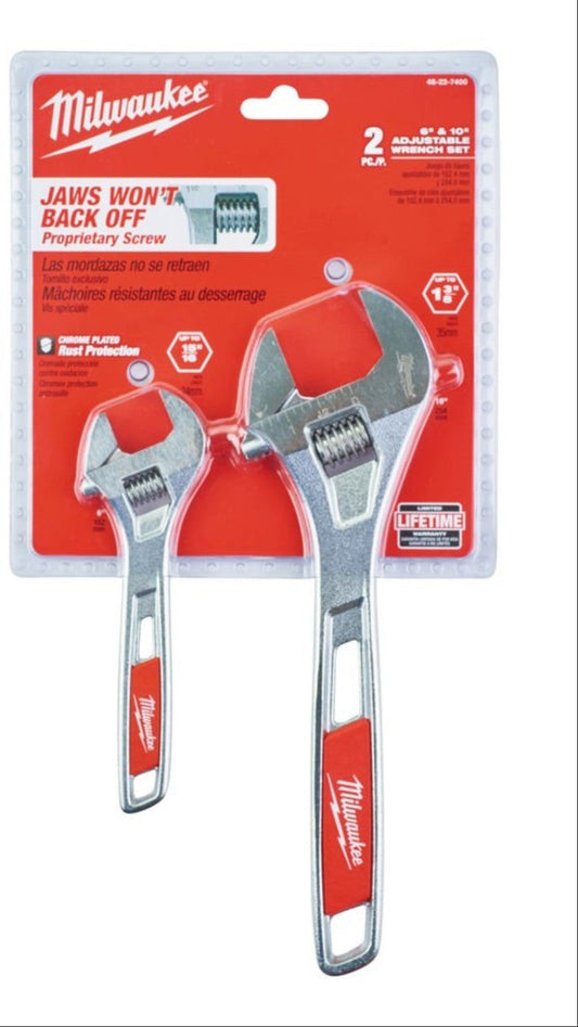 Milwaukee 48227400 Adjustable Wrench Twin Pack 150mm (6")  & 250mm (10")