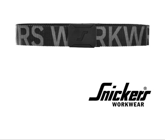 Snickers Logo Belt Rubber Coated Metal Buckle Black/Steel Grey One Size