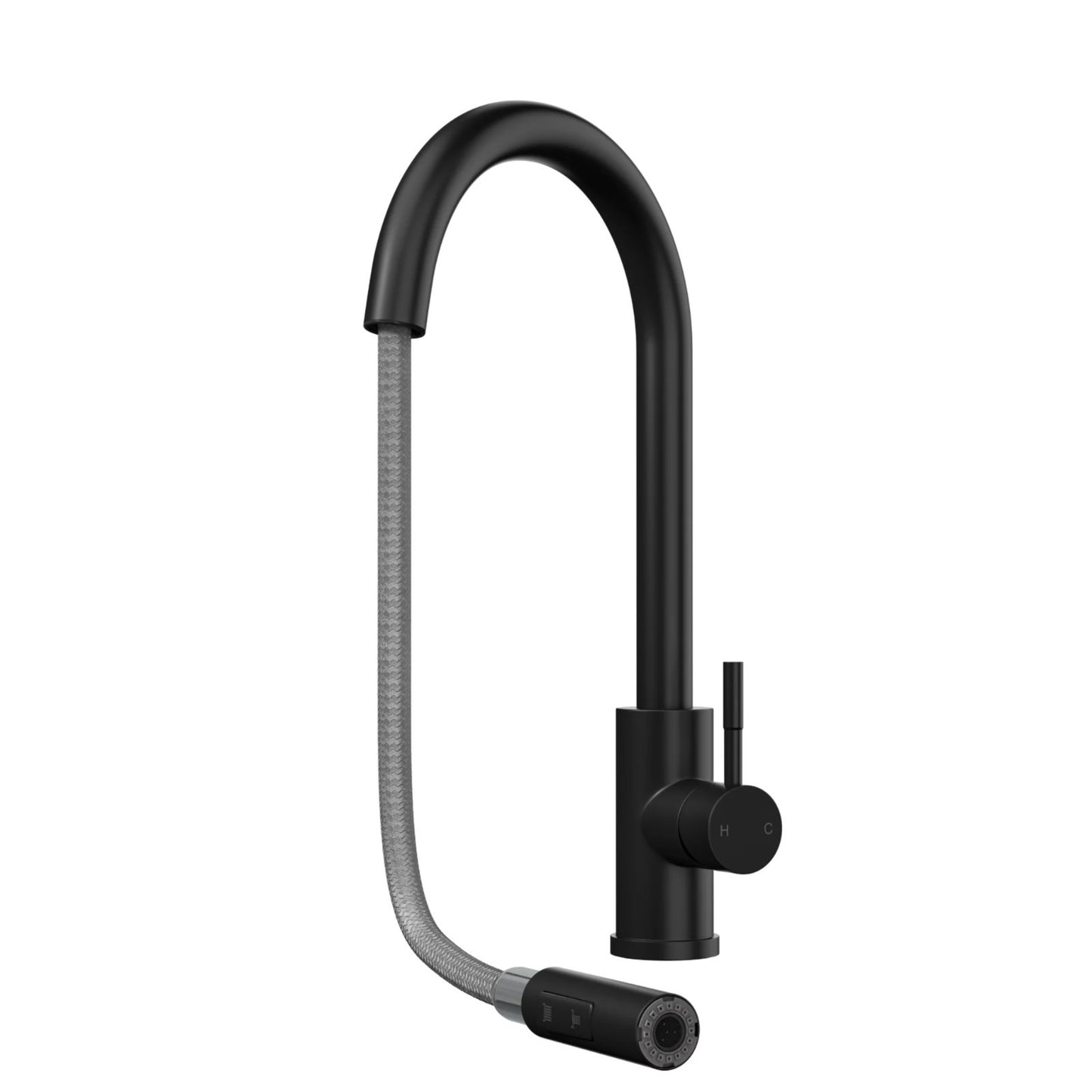 Lujo Matt Black Luxury Kitchen Mono Sink Mixer Tap & Pull Out Hand Spray