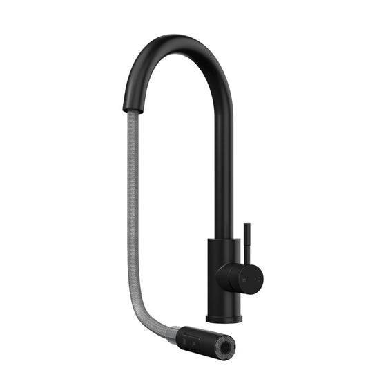 Lujo Matt Black Luxury Kitchen Mono Sink Mixer Tap & Pull Out Hand Spray