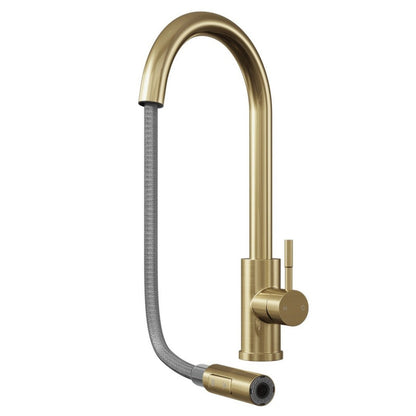 Lujo Brushed Brass Luxury Kitchen Mono Sink Mixer Tap & Pull Out Hand Spray